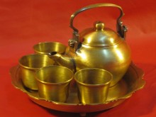 ชุดกาน้ำชาทองเหกลือง ถาด 7 นิ้ว ชุดกาทองเหลืองเก่า รูปที่ 3