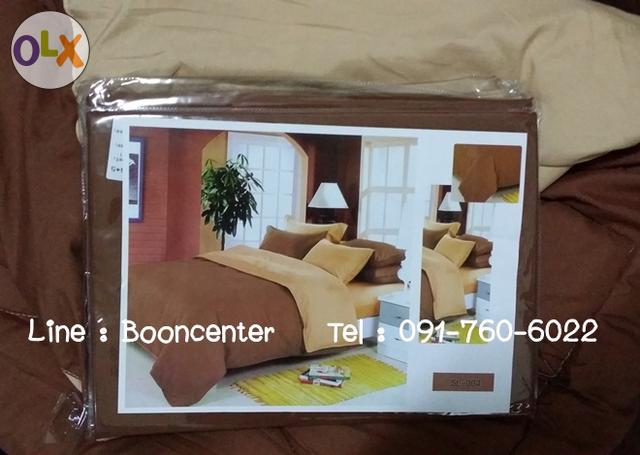 ผ้านวมและผ้าคลุมเตียง ผ้าฝ้าย เซทผ้าปูที่นอนและผ้าห่มนวม ลายขวาง 6ฟุต 5ชิ้น