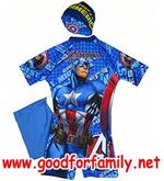 ชุดว่ายน้ำเด็ก Body Suit แขนสั้น Avenger Captain America สีน้ำเงิน บอดี้สูท อเวนเจอร์ กัปตันอเมริกา หมวกว่ายน้ำ เสื้อผ้าเด็ก รหัส swmave007 รูปที่ 6