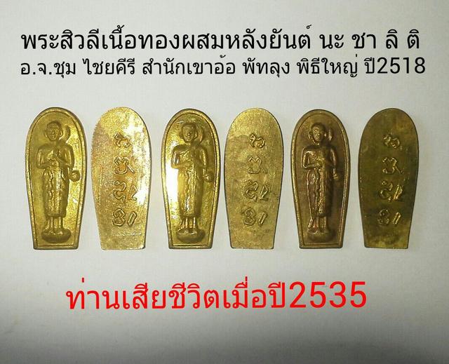 เหรียญพระสิวลี อ.จ.ชุม ไชยคีรี เขาอ้อ พัทลุง ปี2518