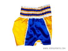 มวยไทย ฟิตเนส กางเกงกีฬา กางเกงมวยไทย  ผ้าซาตินเหลืองทอง น้ำเงิน  คุณภาพดี ของใหม่ XS - XL ราคาเดียว (HeroSporto Muay Thai Boxing Shorts) รูปที่ 4
