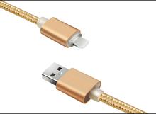 G2G สายชาร์จ Nylon USB Cable สำหรับ iPhone 6 6s Plus 5s iPadmini สีทอง รูปที่ 4