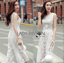 Lady Katy Smart Casual White Guipure Lace Jumpsuit รูปที่ 3