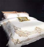 Pre-Order ชุดเครื่องนอนชุดผ้าปูที่นอนคอตตอนอียิปต์แบบลายปักดอกสไตล์รีสอร์ทและโรงแรมหรู Egyptian Cotton Embroided Luxury Bedset รูปที่ 5