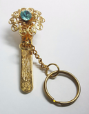 (5093) คลิปหนีบเนคไทกะไหล่ทองงานเก่า หัวพลอยสีฟ้า รูปที่ 4