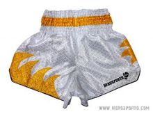 มวยไทย ฟิตเนส กางเกงกีฬา กางเกงมวยไทย ผ้าดิ้นเงิน ไฟดิ้นทอง คุณภาพดี ของใหม่ XS - XXL ราคาเดียว (HeroSporto Muay Thai Boxing Shorts) รูปที่ 4