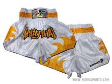 มวยไทย ฟิตเนส กางเกงกีฬา กางเกงมวยไทย ผ้าดิ้นเงิน ไฟดิ้นทอง คุณภาพดี ของใหม่ XS - XXL ราคาเดียว (HeroSporto Muay Thai Boxing Shorts) รูปที่ 2