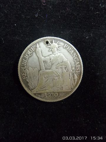 (2162) เหรียญเนื้อเงิน indochine francaise นอกเก่า ปี 1930