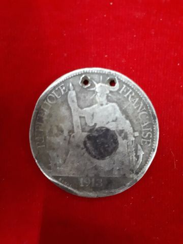 (352) เหรียญเงิน indochine francaise นอกเก่า ปี 1913 เนื้อเงิน