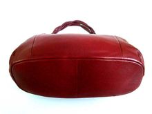 ใหม่ หนังแท้ Tula soft pebbled burgundy leather 2 handles large bag รูปที่ 4