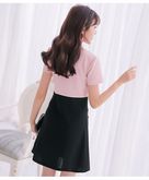 ชุดเดรสแฟชั่นแขนสั้นเสื้อสีชมพูต่อกระโปรงสีดำสวยหวานสไตล์เกาหลี รูปที่ 7