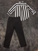 BnW Strip Shirt Black Pant Set รูปที่ 4