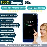 DOOGEE MIX Smartphone  4GB. 64GB 5.5'' bezel-less AMOLED Android 7.0 Octa Core Helio P25 Fingerprint Dual Back Camera 16M 8M รูปที่ 1