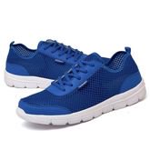 Seanut Fashion Patchwork Casual Breathable Flat Shoes Mesh Sneakersfor Men 35-47 (Blue) - intl รูปที่ 3