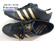 Adidas รองเท้าผ้าใบ สีดำ คาดทอง ไซส์ 39 รูปที่ 2