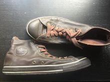 รองเท้า Converse  หุ้มข้อหนังแท้ สีน้ำตาลโกโก้ ของแท้ มือสอง  Size 45 รูปที่ 3