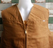 เสื้อกั๊กช่างแบรนด์ยอดนิยม Mens vintage 1980-90s caramel brown  Jeans Work vest Carhatt Old Dead Stock รูปที่ 1