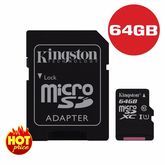 KINGSTON คิงส์ตัน เมมโมรี่การ์ด Micro SDHC ขนาด 64GB Class 10 การ์ดกล้อง การ์ดความจำ การ์ดมือถือ พร้อม SD Adapter ของแท้ รับประกันคุณภาพ รูปที่ 1