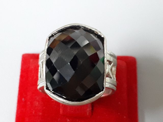 (5412) เเหวนเงินเก่าตอก 925 หัวนิลเก่า