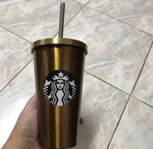 แก้วสแตนเลส Starbuck สีทองความจุ 16oz Made in China แถมแก้วเพิ่ม 1 ใบ รูปที่ 2
