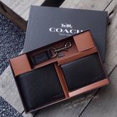COACH COMPACT ID WALLET SPORT IN CALF LEATHER AND TRIGGER SNAP KEYFOP SET รูปที่ 1