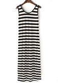 ชุดเดรสไปทะเล เก๋ๆ(Striped long dress) สายเดี๋ยวกระโปรงยาว ลายขาวดำ รูปที่ 2