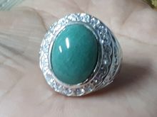 (4848) เเหวนเงินหัวหยกล้อมพลอยขาว รูปที่ 6