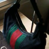 GUCCI BLACK LEATHER AND CANVAS HORSEBIT HOBO BAG รูปที่ 3