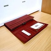 Leather inc กระเป๋าสตางค์หนังแท้ใบยาวมีช่องใส่เหรียญ รุ่น B005-17-3 (สีแดง) รูปที่ 5