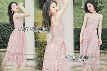 Lady Jane Baby Pink Lace Single Dress เดรสสายเดี่ยวผ้าลูกไม้สีชมพูอ่อน รูปที่ 1
