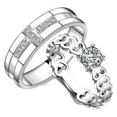 TANITTgems แหวนคู่ แหวนคู่รักแบบกางเขนหัวใจประดับเพชรน้ำงาม รูปที่ 2