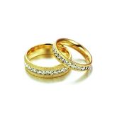 TANITTgems แหวนคู่ แหวนคู่รัก ตัวเรือนทองพ่นทรายประดับเพชรคริสตัลออสเตรียแบบรอบวง รุ่น TNCR016 - Gold รูปที่ 3
