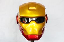 Helmet Motorcycle Custom Handmade หุ่นยนต์ (IRON Man) สีทอง LED สีน้ำเงิน รูปที่ 3