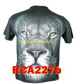 เสื้อลาย สิงโต เต็มหน้า เสื้อยืดสีดำ สกรีนหน้าหลัง ไซร์ยุโรป ลายหน้าสัตว์ต่างๆ RCA227 รูปที่ 2