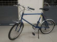 จักรยาน มินิทัวร์ริ่ง ทรงสวย คุณภาพดีจากญี่ปุ่น เฟรมโครโมลี สีฟ้า  เกียร์ ชิมาโน 6 สปีด มีตะแกรงหน้า มือเบรคอลู ดีไซน์สวย ขอบล้อ อลู 2ชั้น ย