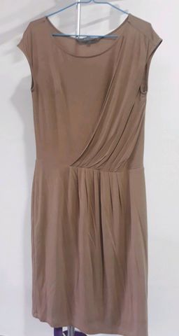 อื่นๆ เดรส | จั๊มสูท น้ำตาล แขนสั้น ส่งต่อเดรสผ้ายืด AII DRESS ลุคทำงานเรียบร้อย
