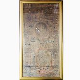 ปฎิทิน ผ้า ทิเบต เขียนด้วยมือ เก่าแก่ โบราณ หายาก ของมงคล จีน  รูปที่ 1