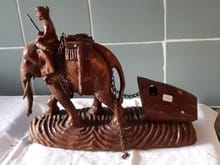 (7048) คนขี่ช้างลากซุงไม้เเกะเก่า รูปที่ 6