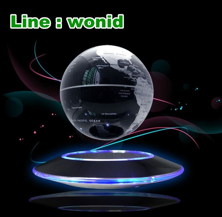 ลูกโลกลอยได้ ฐานสีดำ stainless Magnetic  Antigravity Globe