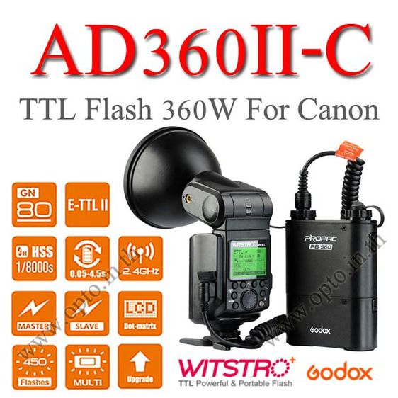 AD360IIC ETTL For Canon Godox WITSTRO 360WS GN80  X1 PB960 battery pack แฟลชสตูดิโอ รูปที่ 2