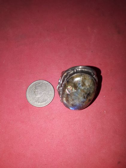 แหวนเงินแท้ เทอร์คอยซ์ เม็ดกลมรี หลากหลายสี เหลือบแสง ขนาดใหญ่ สวย เก่า หินแท้ เป็นธรรมชาติ แหวนเป็นของเก่าโบราณ ตัวแหวนเป็นเงินหนา แกะลาย ส รูปที่ 8