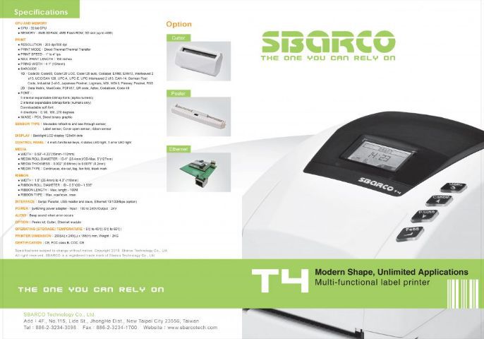 Sborco T4 เครื่องพิมพ์ฉลาก ปริ้นสติกเกอร์ เครื่องพิมพ์บาร์โค้ด
