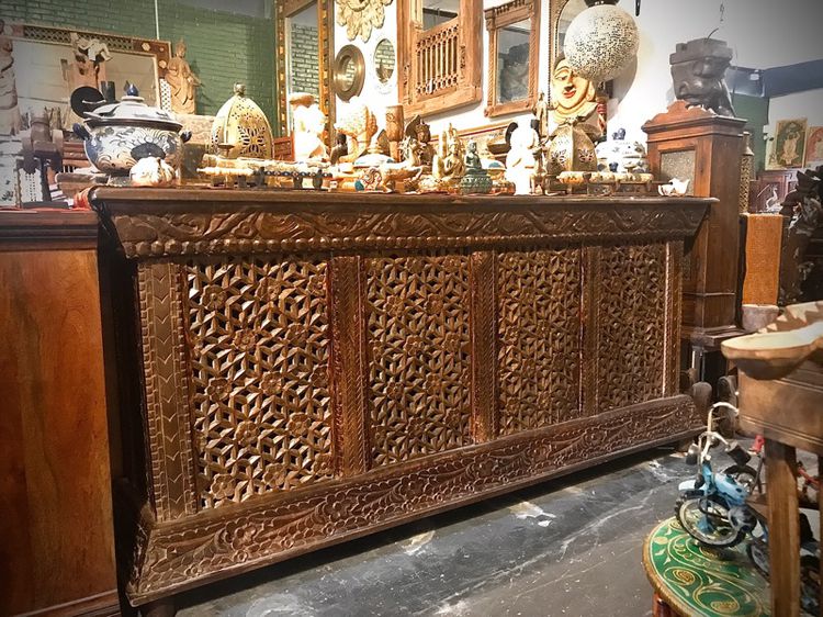  เฟอร์นิเจอร์อื่นๆ เคาเตอร์บาร์ไม้สักอินเดียสีเข้ม Indian full carved counter bar 