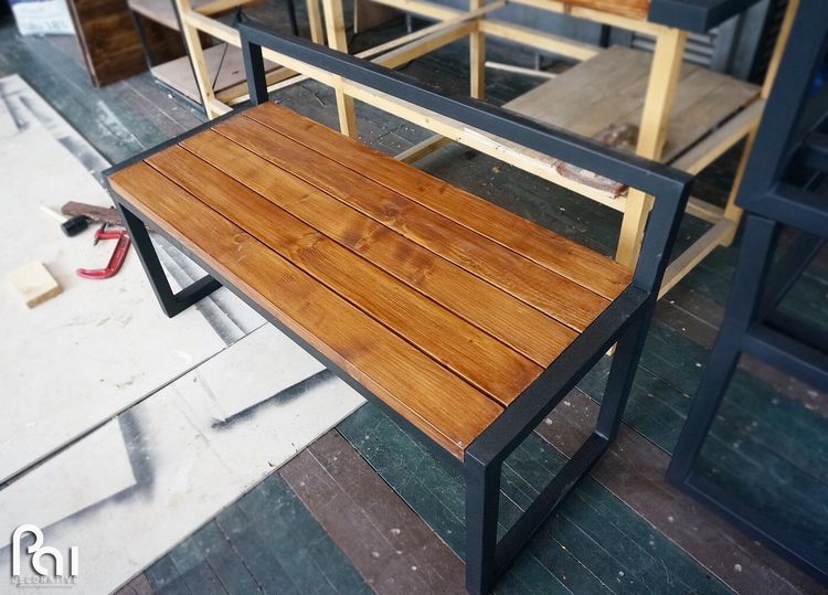 เก้าอี้ยาว ม้านั่งไม้ Bench ขาเหล็ก ดีไซน์โมเดิร์น ราคาผู้ผลิต รูปที่ 6