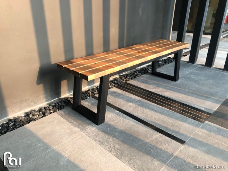 เก้าอี้ยาว ม้านั่งไม้ Bench ขาเหล็ก ดีไซน์โมเดิร์น ราคาผู้ผลิต รูปที่ 4