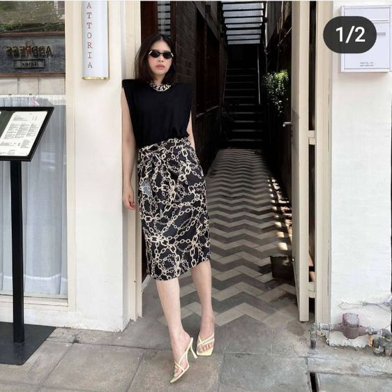 ส่งต่อกระโปรงเกาหลี ผ้าซาติน รูปที่ 3