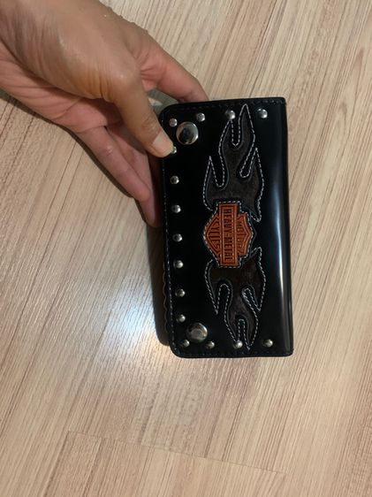 กระเป๋าสตางค์ หนังสีดำลายไฟ HEAVY-METAL