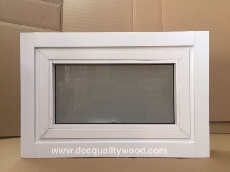 หน้าต่างกระทุ้ง 60x40 พร้อมมุ้งลวด อลูมิเนียมสีอบขาว กระจกฝ้า รูปที่ 4