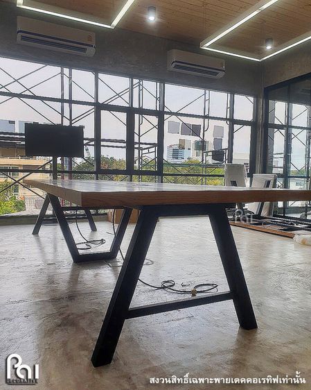 โต๊ะประชุมยาว โต๊ะ Co working ไม้จริงสไตล์โมเดิร์น สั่งทำใหม่ได้ รูปที่ 3