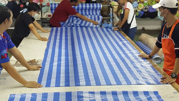 ผ้าบลูชีท ผ้าม้วน ผ้าฝางสีฟ้าล้วน ฟ้าขาว หรือน้ำเงิน ขี้ม้า รูปที่ 10